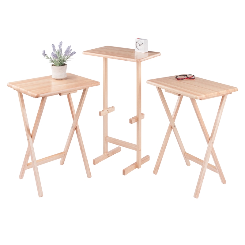 Riley 3-Pc Set Snack Table Natural Finish