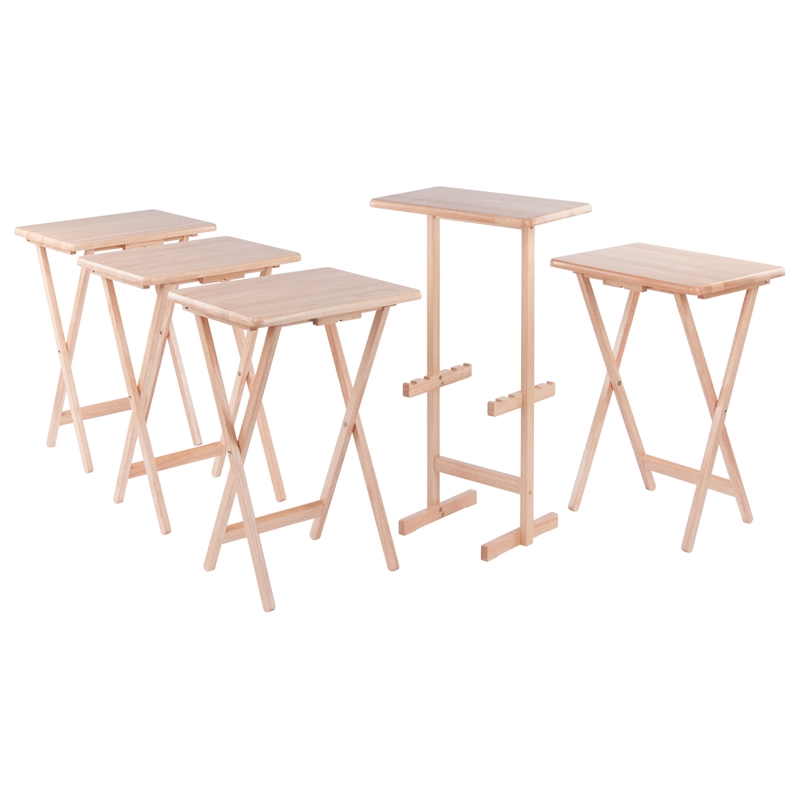 Riley 5-Pc Set Snack Table Natural Finish