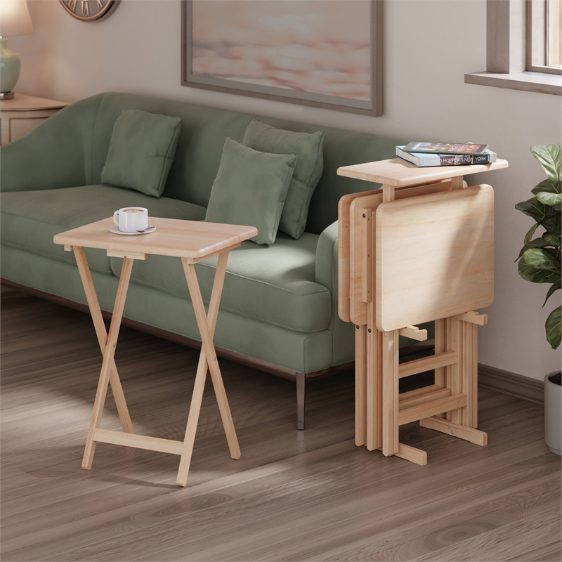 Riley 5-Pc Set Snack Table Natural Finish