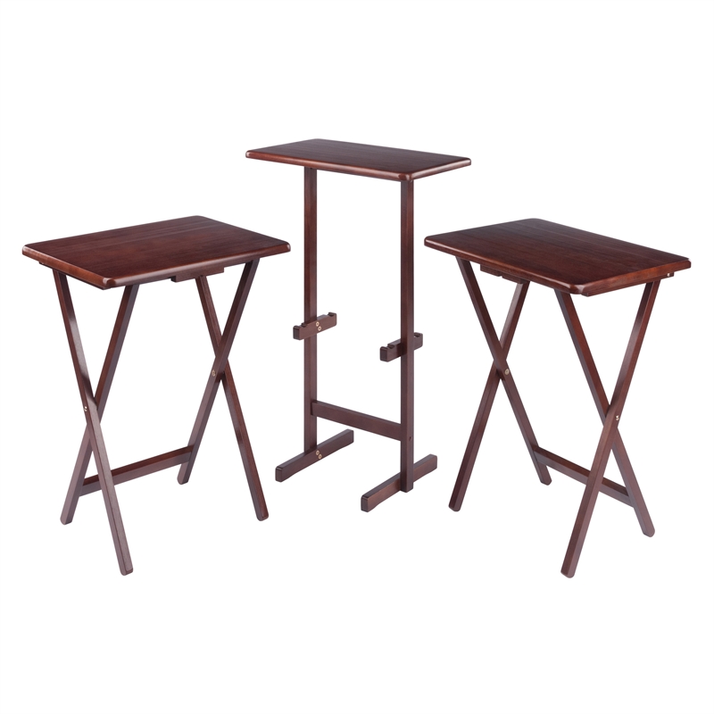 Riley 3-Pc Set Snack Table Walnut Finish