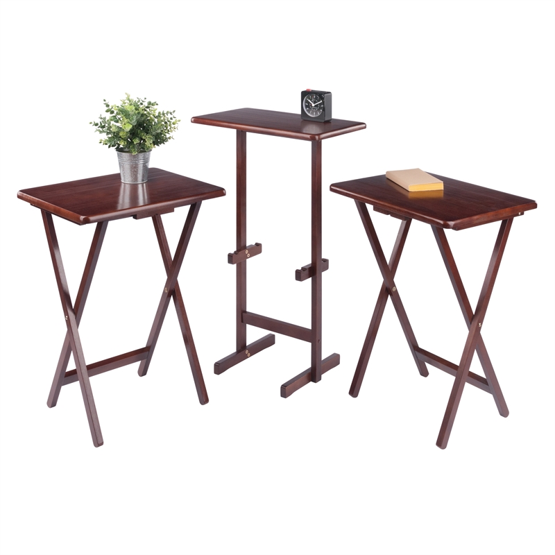 Riley 3-Pc Set Snack Table Walnut Finish