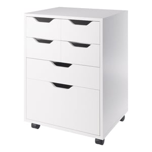 Norfolk 4 Bins 2 Drawer Mobile Cabinet White Finish