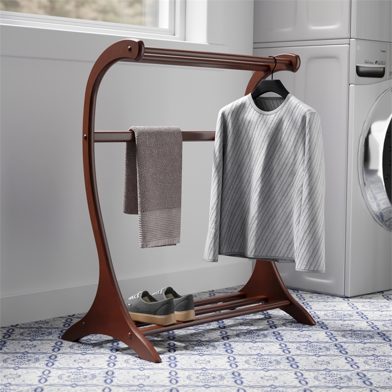 Winsome Bella Blanket Rack in Walnut Finish