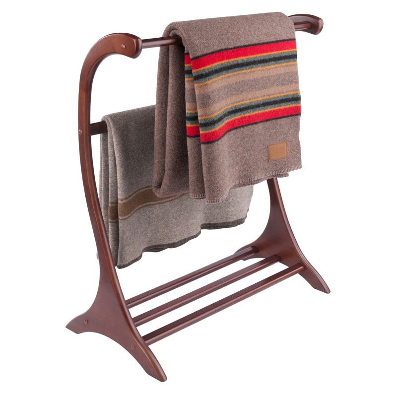 Winsome Bella Blanket Rack in Walnut Finish