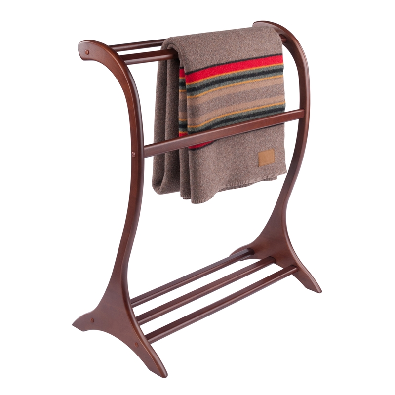 Winsome Bella Blanket Rack in Walnut Finish