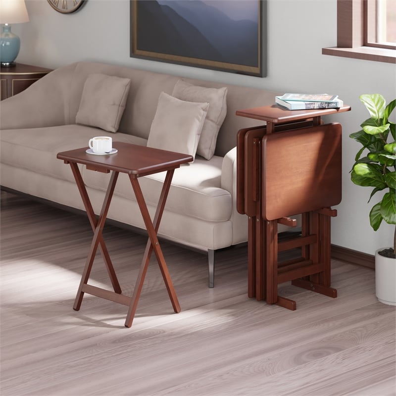 Winsome Riley 5-Pc Set Snack Table in Walnut Finish