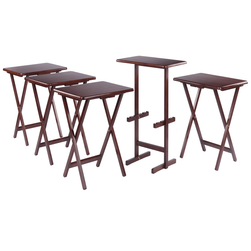 Winsome Riley 5-Pc Set Snack Table in Walnut Finish