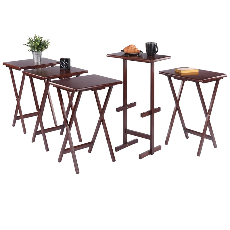 Winsome Riley 5-Pc Set Snack Table in Walnut Finish