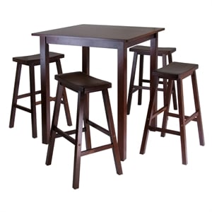 Winsome Parkland 5-Piece Square Transitional Solid Wood Pub Set - Walnut