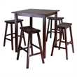 Winsome Parkland 5-Piece Square Transitional Solid Wood Pub Set - Walnut
