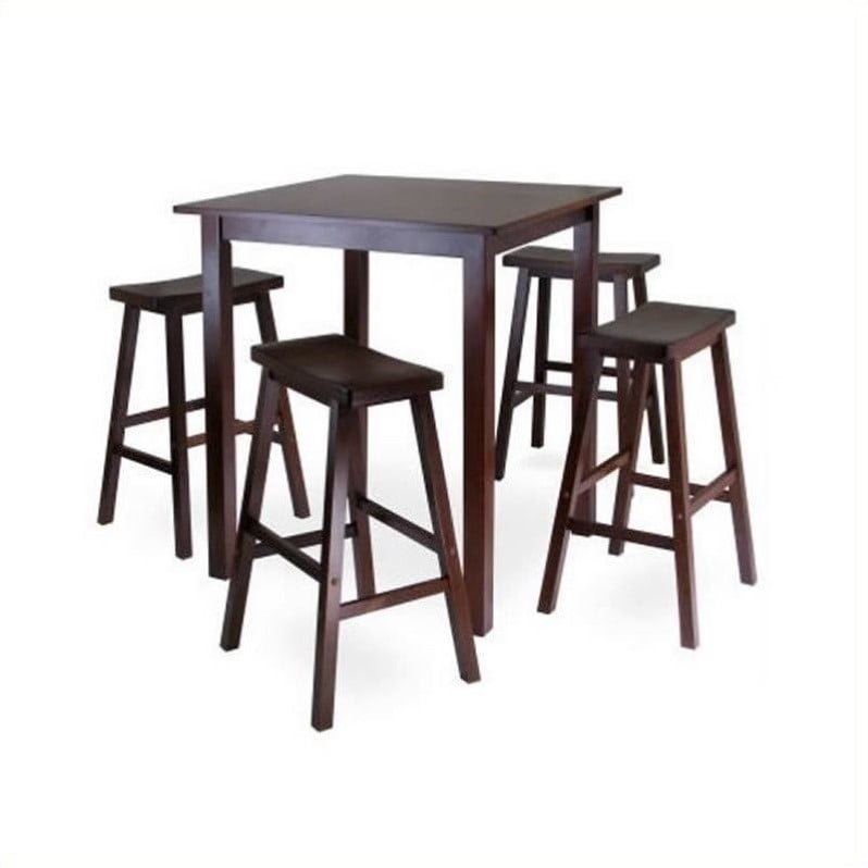 Piece Square Pub Set In Antique Walnut, Tall Round Bar Table Ikea