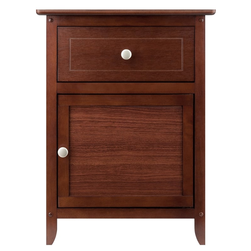 Winsome Eugene Transitional Solid Wood Nightstand with Drawer in Antique Walnut