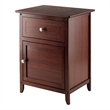Winsome Eugene Transitional Solid Wood Nightstand with Drawer in Antique Walnut