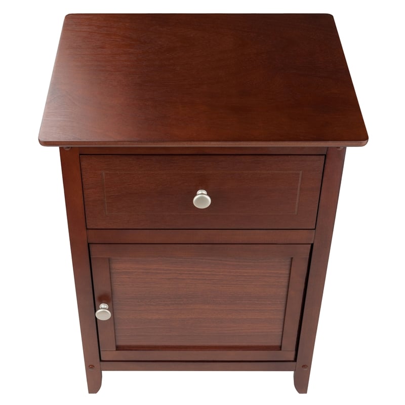 Winsome Eugene Transitional Solid Wood Nightstand with Drawer in Antique Walnut