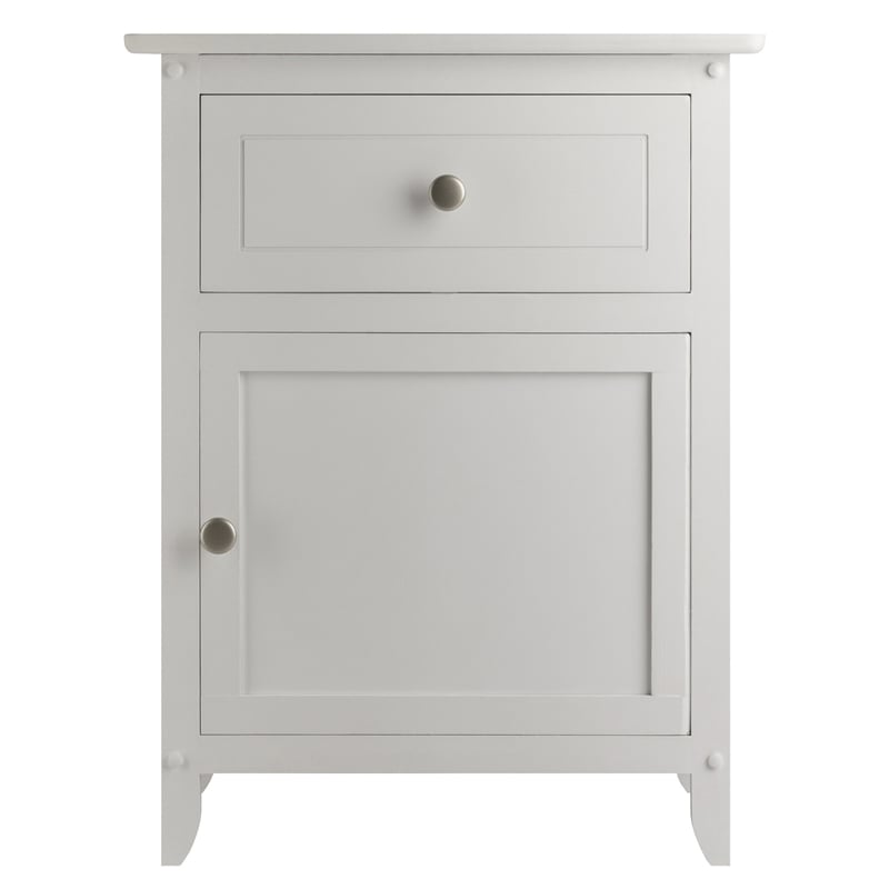 Winsome Eugene Transitional Solid Wood Nightstand with Drawer in White