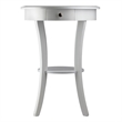 Winsome Sasha Round Solid Wood Accent Table with Drawer Curved Legs in White