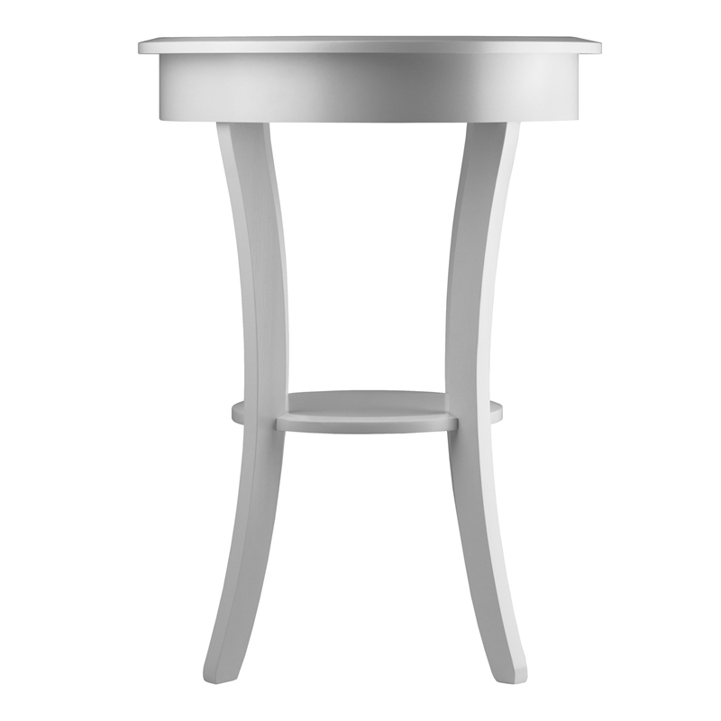 Winsome Sasha Round Solid Wood Accent Table with Drawer Curved Legs in White
