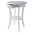 Winsome Sasha Round Solid Wood Accent Table with Drawer Curved Legs in White
