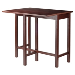 Winsome Lynnwood Drop Leaf High Solid Wood Dining Table in Antique Walnut