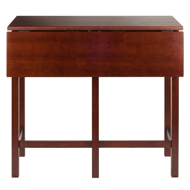 Winsome Lynnwood Drop Leaf High Solid Wood Dining Table in Antique Walnut