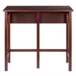 Winsome Lynnwood Drop Leaf High Solid Wood Dining Table in Antique Walnut