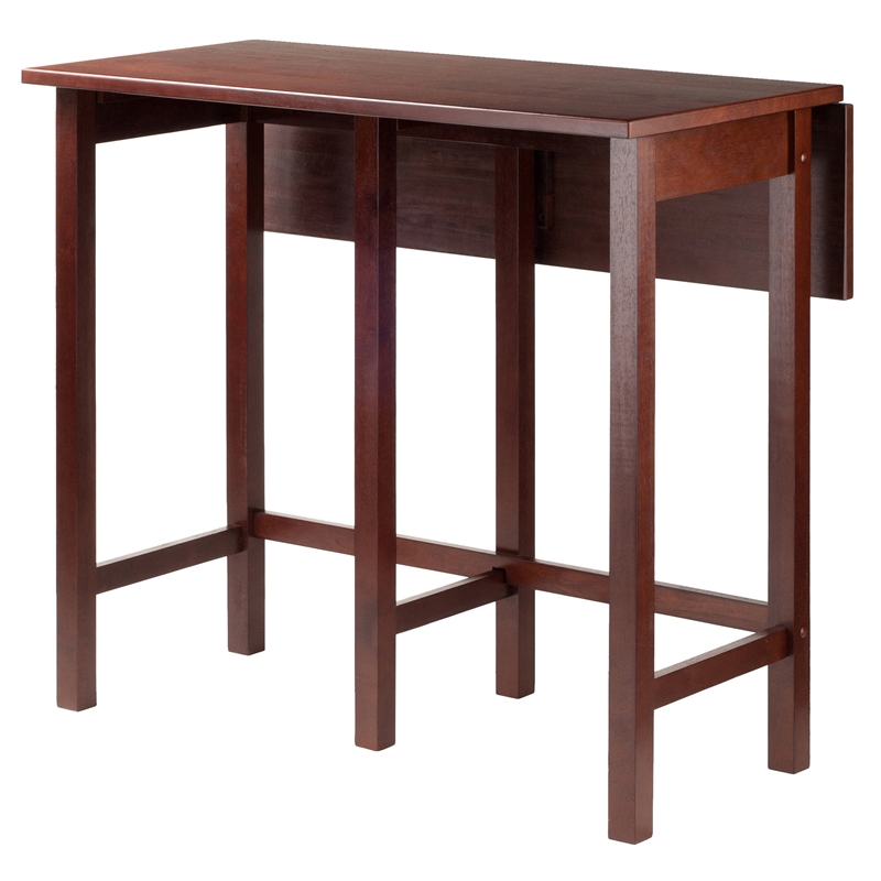 Winsome Lynnwood Drop Leaf High Solid Wood Dining Table in Antique Walnut