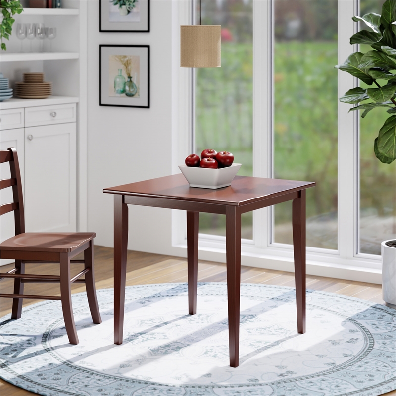 Winsome Groveland Square Transitional Solid Wood Dining Table in Antique Walnut BushFurnitureCollection