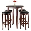 Winsome Fiona 5-Pieces Round Transitional Solid Wood Pub Set in Antique Walnut