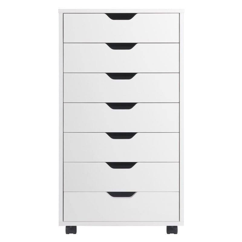 Winsome Halifax 7-Drawer Transitional Wood Storage Cabinet in White