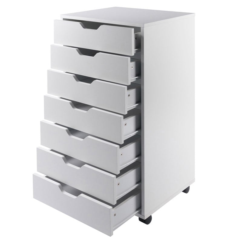 Winsome Halifax 7-Drawer Transitional Wood Storage Cabinet in White