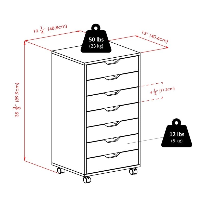 Winsome Halifax 7-Drawer Transitional Wood Storage Cabinet in White
