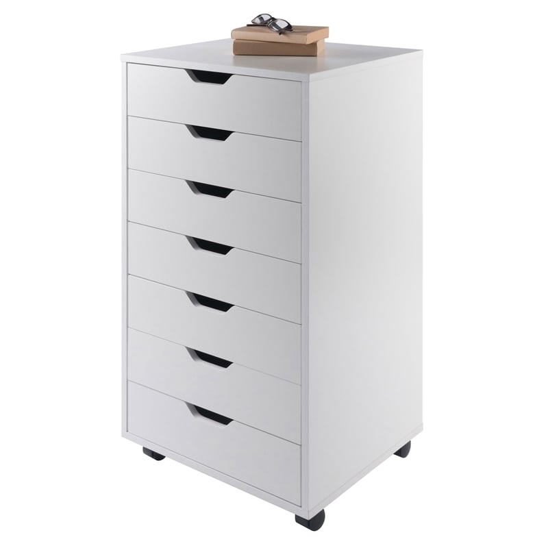 Winsome Halifax 7-Drawer Transitional Wood Storage Cabinet in White