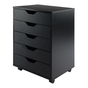 Winsome Halifax Transitional Wood Storage Cabinet with 5 Drawers in Black