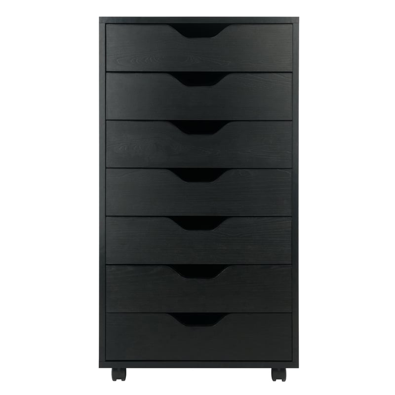 Winsome Halifax Transitional Wood Storage Cabinet with 7 Drawers Black