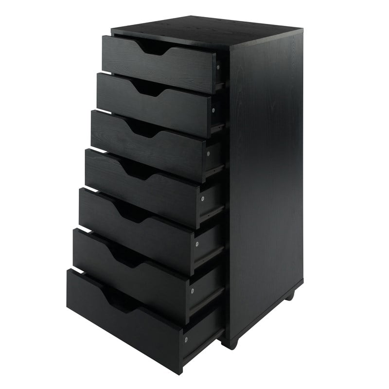 Winsome Halifax Transitional Wood Storage Cabinet with 7 Drawers Black