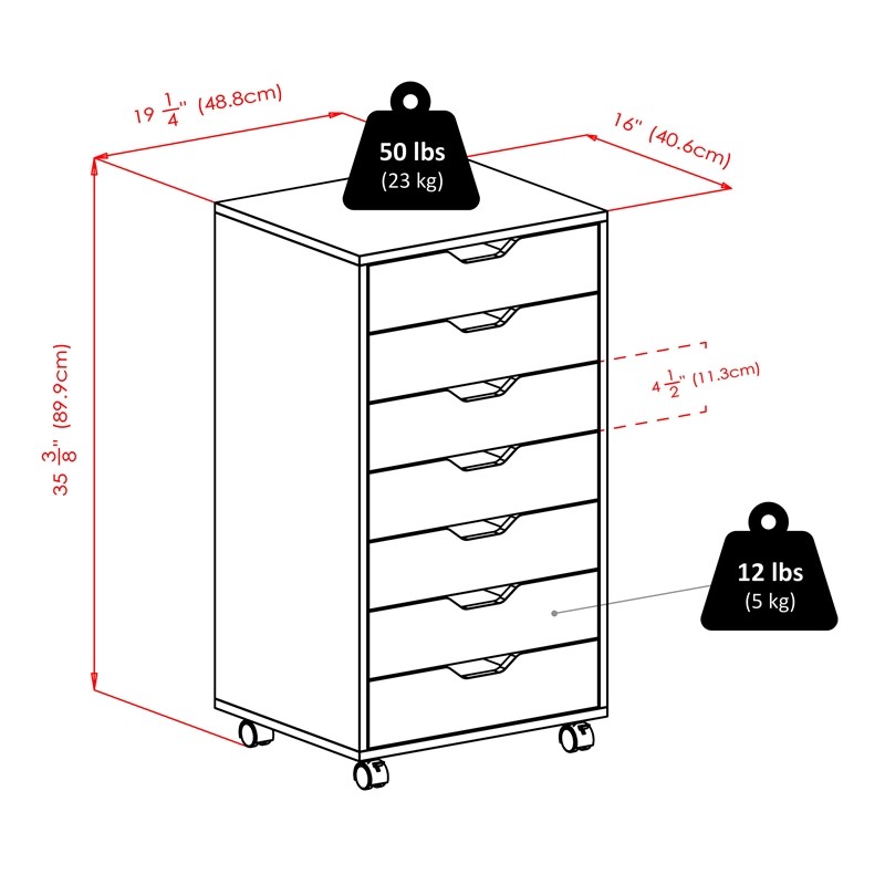 Winsome Halifax Transitional Wood Storage Cabinet with 7 Drawers Black