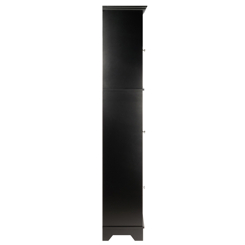 Winsome Alps Tall Bathroom Transitional Solid Wood Linen Cabinet in Black