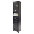 Winsome Alps Tall Bathroom Transitional Solid Wood Linen Cabinet in Black