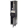 Winsome Alps Tall Bathroom Transitional Solid Wood Linen Cabinet in Black