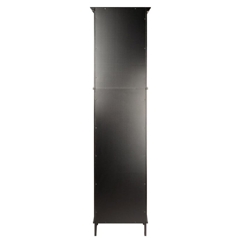 Winsome Alps Tall Bathroom Transitional Solid Wood Linen Cabinet in Black