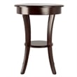 Winsome Cassie Round Transitional Solid Wood End Table with Glass in Cappuccino