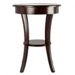 Winsome Cassie Round Transitional Solid Wood End Table with Glass in Cappuccino