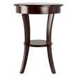 Winsome Cassie Round Transitional Solid Wood End Table with Glass in Cappuccino
