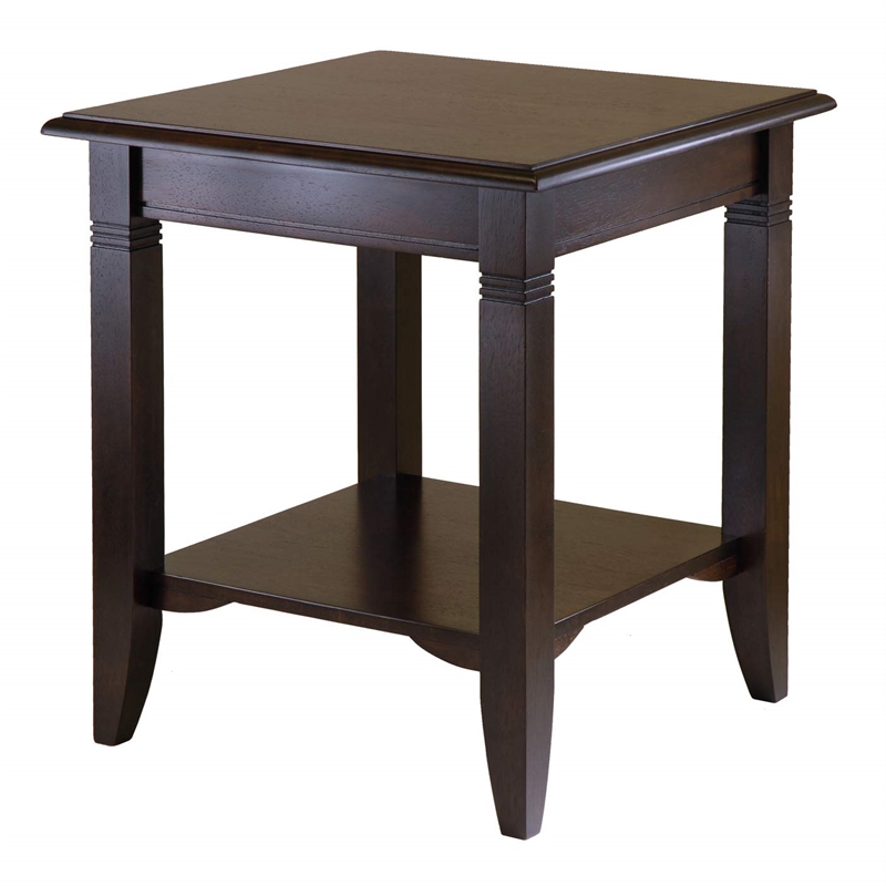 Winsome Nolan Transitional Solid Wood End Table in Cappuccino