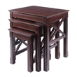 Winsome Xola 3-Piece Transitional Solid Wood Nesting Table in Cappuccino