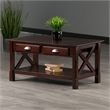 Winsome Xola Transitional Solid Wood Coffee Table with 2 Drawers in Cappuccino