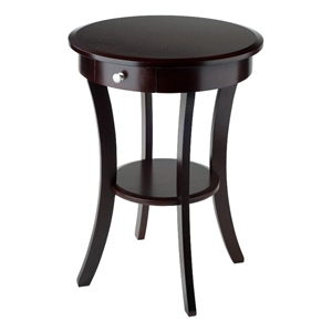 Winsome Sasha Round Transitional Solid Wood Accent End Table in Cappuccino