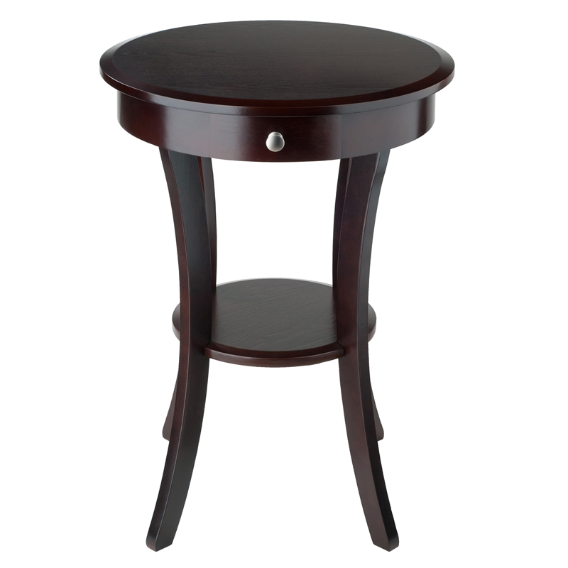 Winsome Sasha Round Transitional Solid Wood Accent End Table in Cappuccino