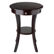 Winsome Sasha Round Transitional Solid Wood Accent End Table in Cappuccino