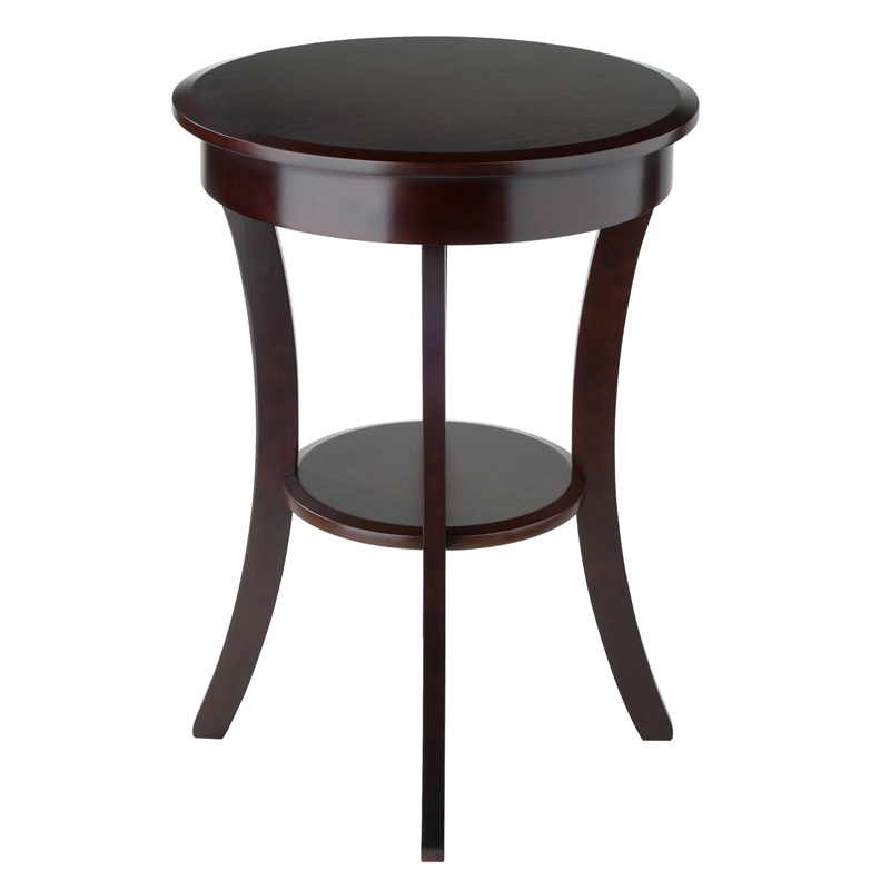 Winsome Sasha Round Transitional Solid Wood Accent End Table in Cappuccino